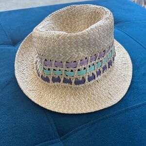 Amazon Women's Straw Hat with Purple and Green Accents